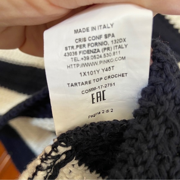 P_Jean by PINKO Crochet Cotton Stripe Knit Tank | Small - Picture 10 of 10